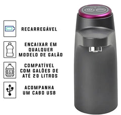 Bomba Dispensadora Elétrica para galão de 20L, USB recarregável