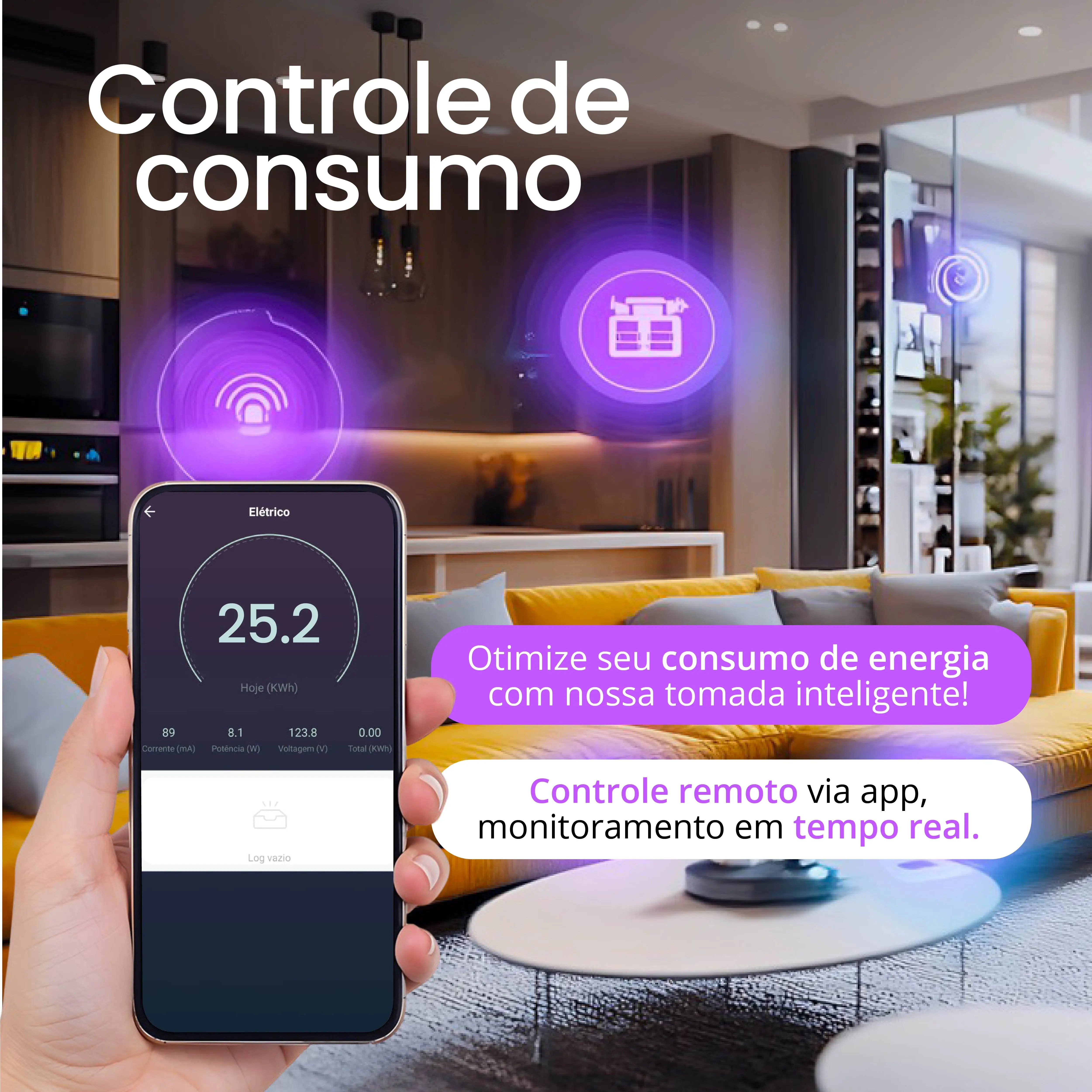 Tomada inteligente conectada em ambiente doméstico