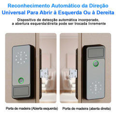 Fechadura Digital RAYKUBE G18 Tuya Bluetooth com biometria, para madeira e aço