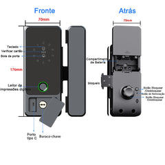 Fechadura Digital RAYKUBE G18 para porta de vidro Tuya Bluetooth, sem furos
