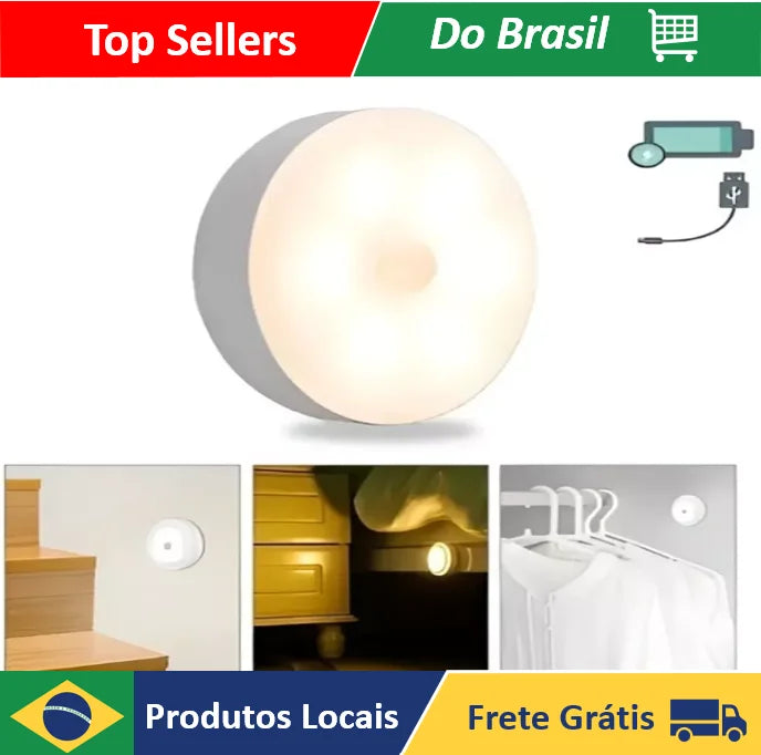Luminária LED branca com sensor de movimento infravermelho