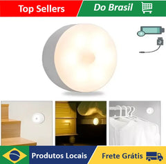 Luminária LED branca com sensor de movimento infravermelho
