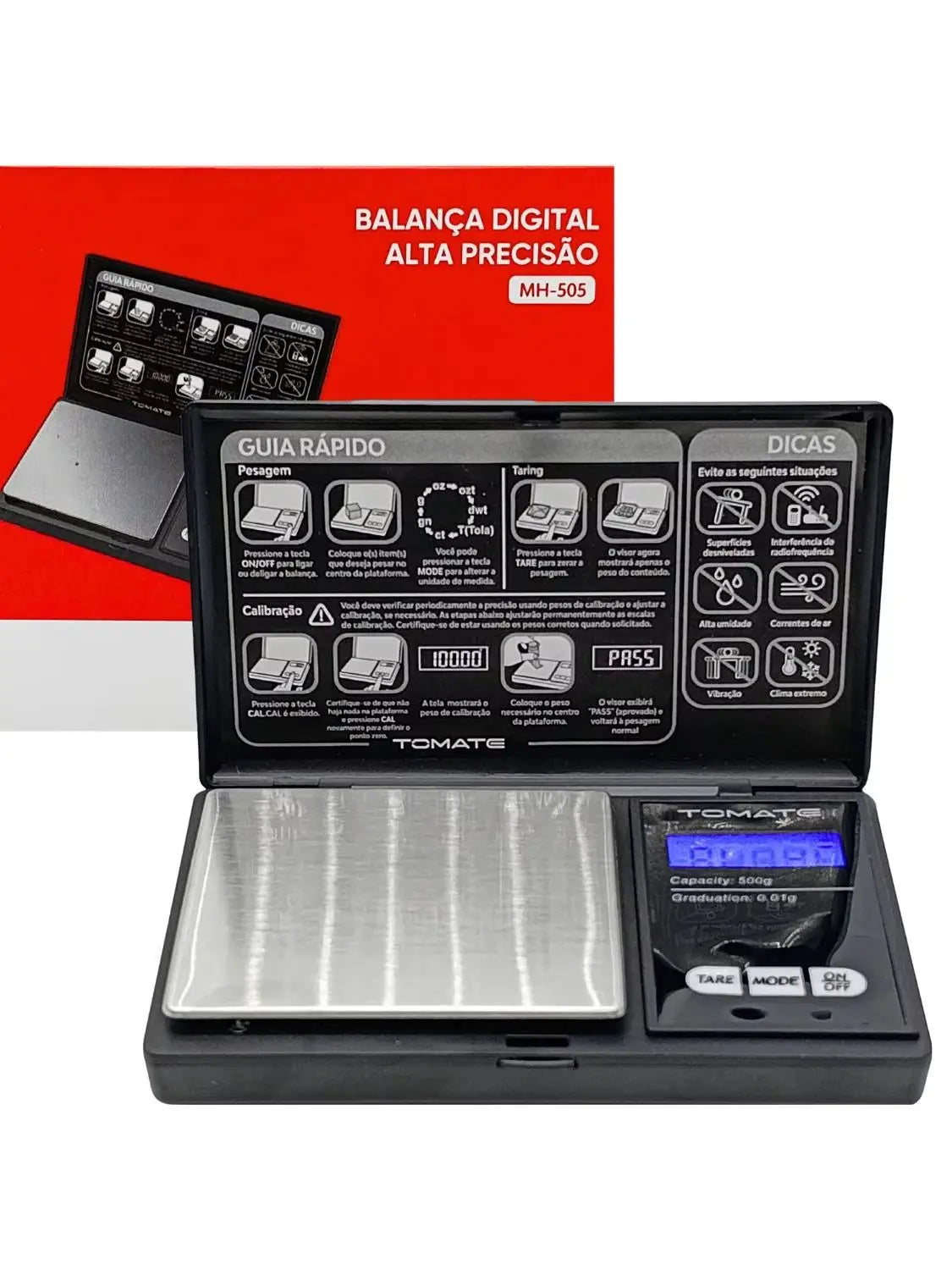 Plataforma de aço inoxidável da balança de precisão 500g