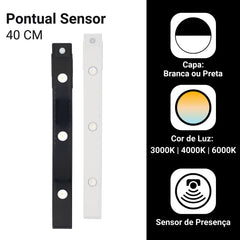 Luminária LED Recarregável e Sensor de Movimento - Instalação Fácil, Design Moderno e Elegante