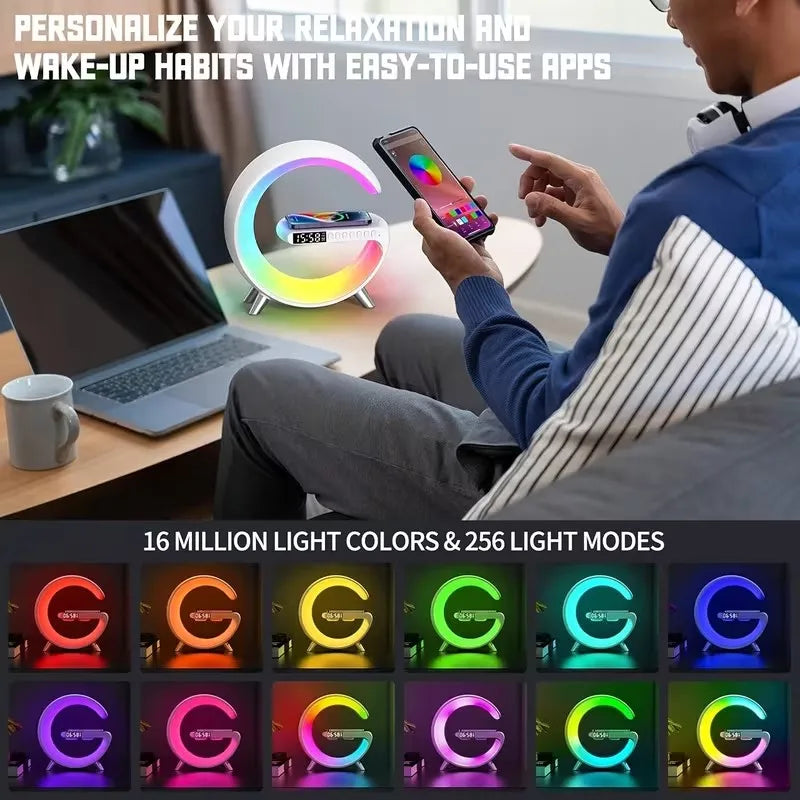 Detalhe do topo com controles de iluminação e acesso ao speaker