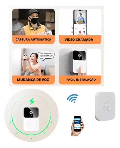 Especificações técnicas e dimensões da campainha inteligente