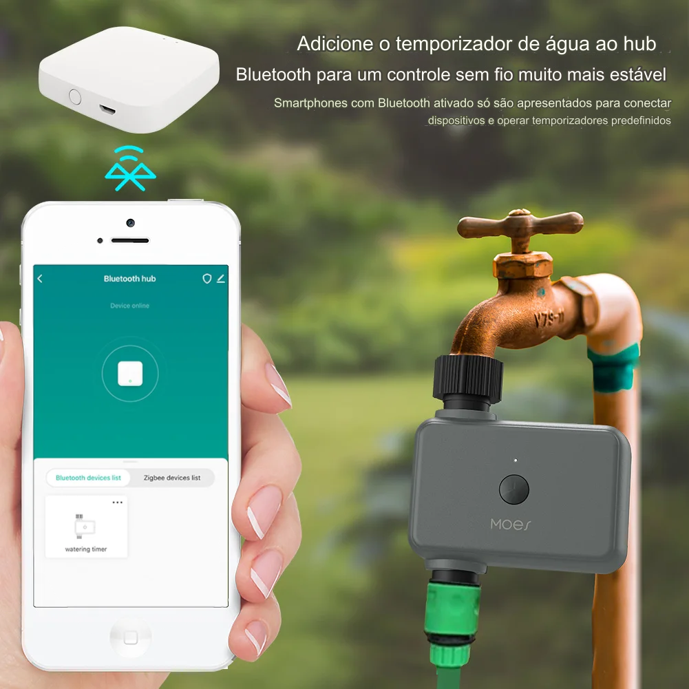 Timer Inteligente de Irrigação MOES Bluetooth ZigBee, Alexa e Google Home