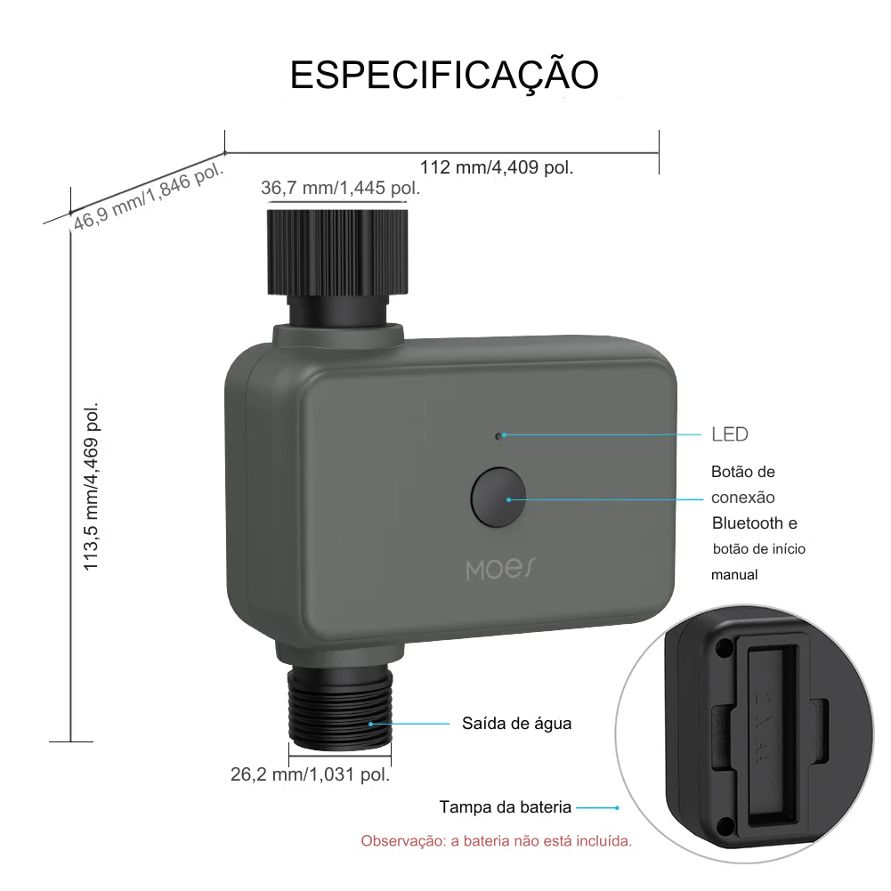 Timer Inteligente de Irrigação MOES Bluetooth ZigBee, Alexa e Google Home