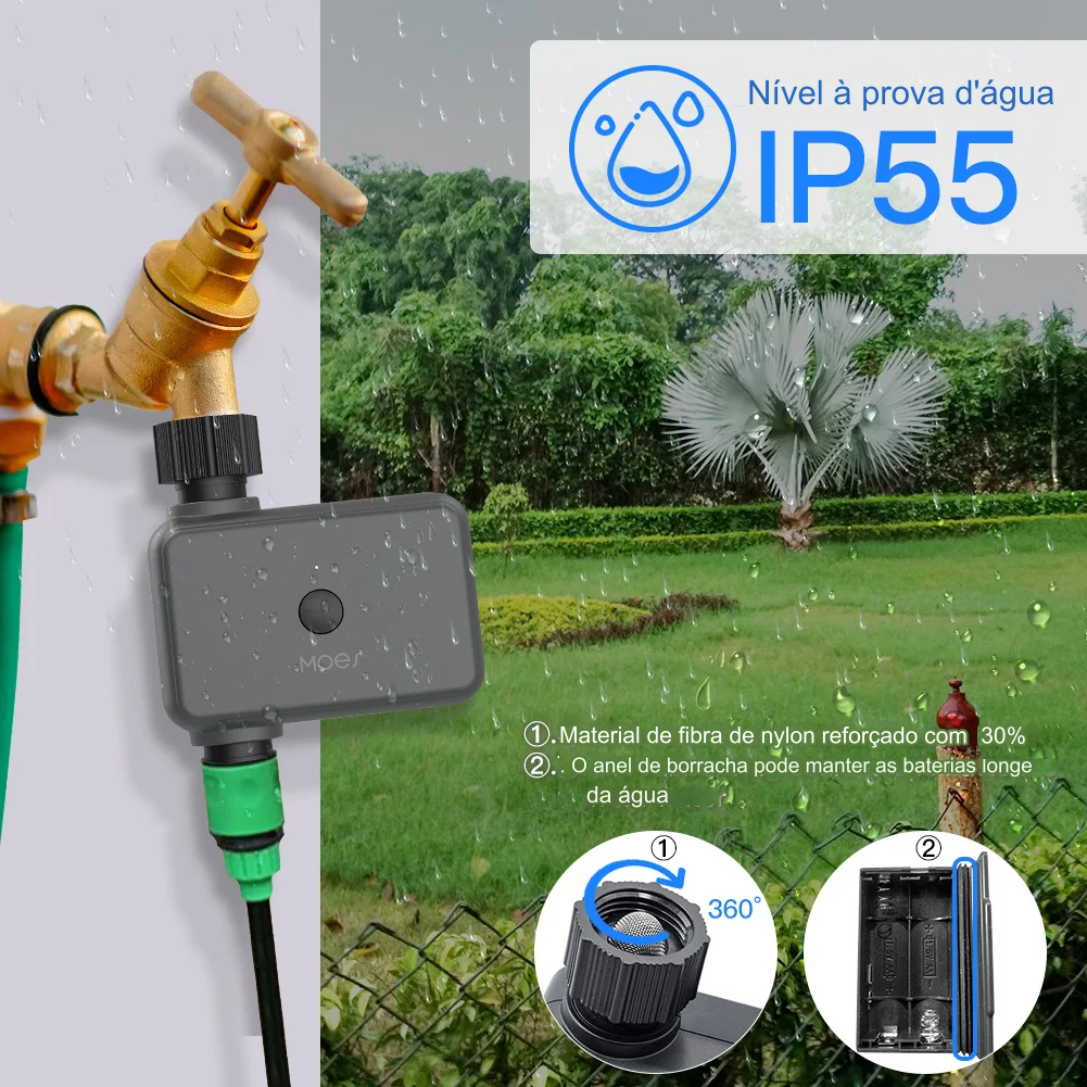 Timer Inteligente de Irrigação MOES Bluetooth ZigBee, Alexa e Google Home