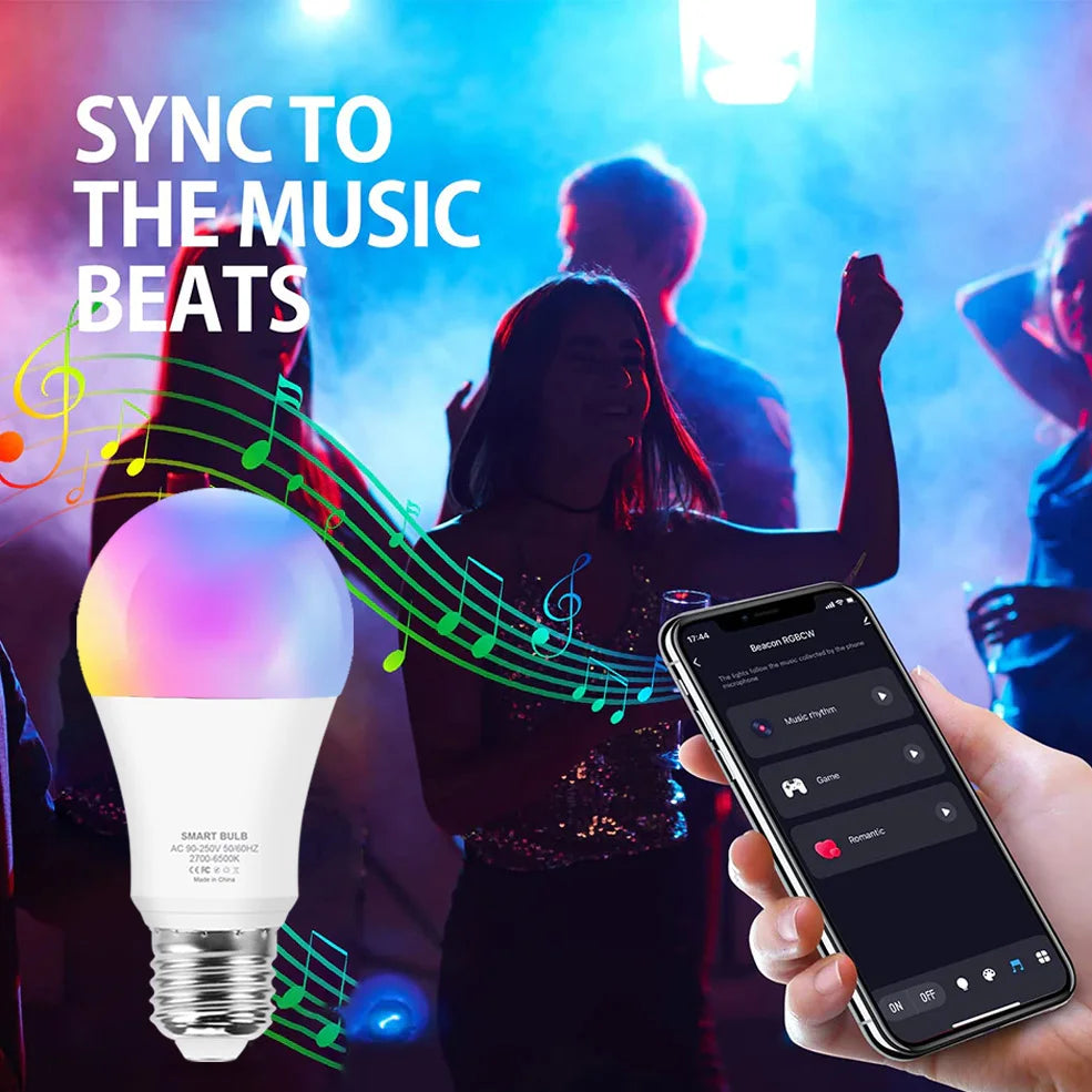 Lâmpada Inteligente Bluetooth RGB 15W com Alexa e Google Home