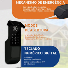 Fechadura Digital OSKOFTY WiFi Tuya com biometria, senha e campainha