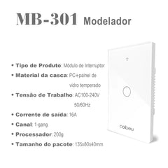 Interruptor Wi-Fi Touch com Tomada Integrada até 3 Canais, Elegante e Integrado com Alexa ou Google Home