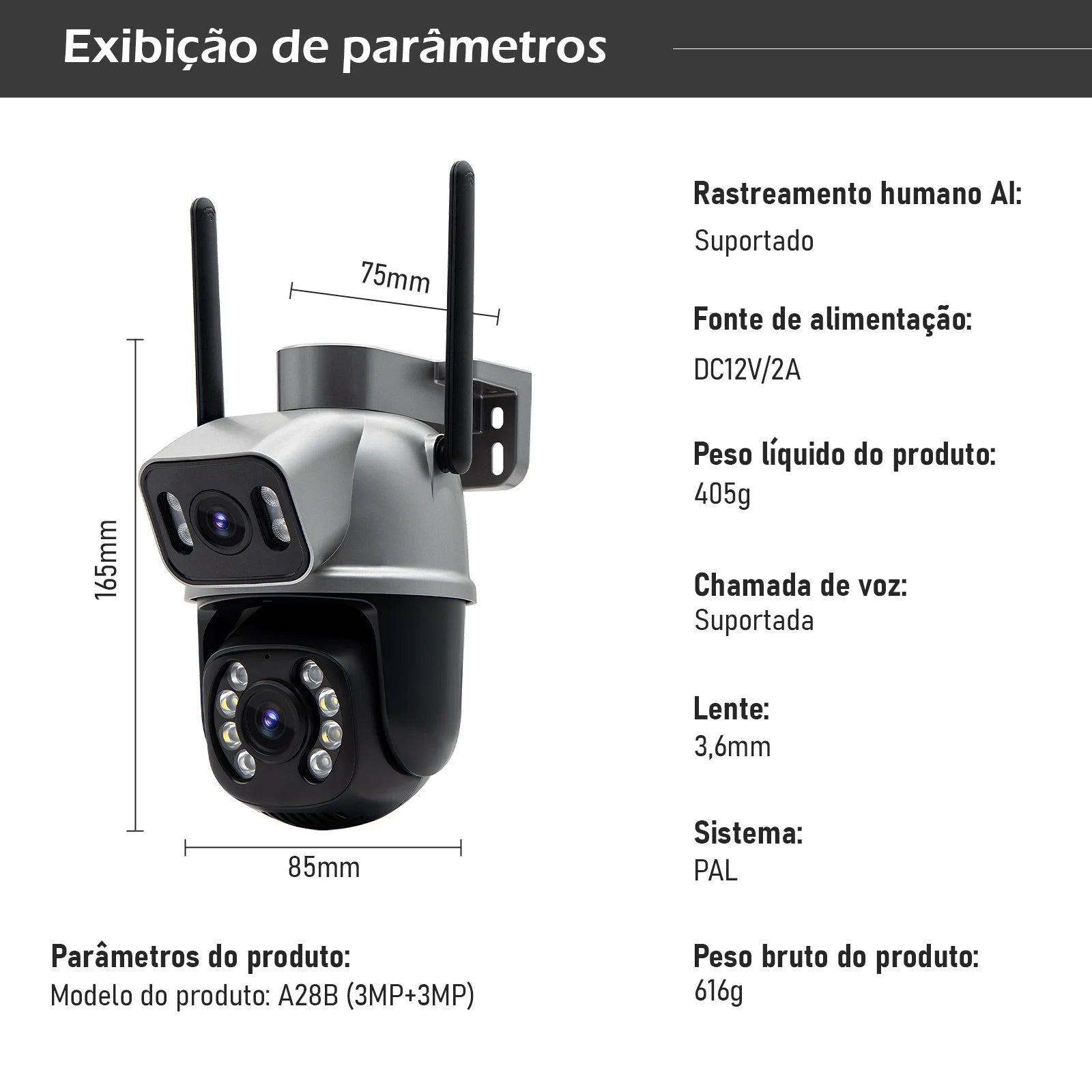Câmera de Segurança Coibeu A28B 4K Wi-Fi com visão 360°