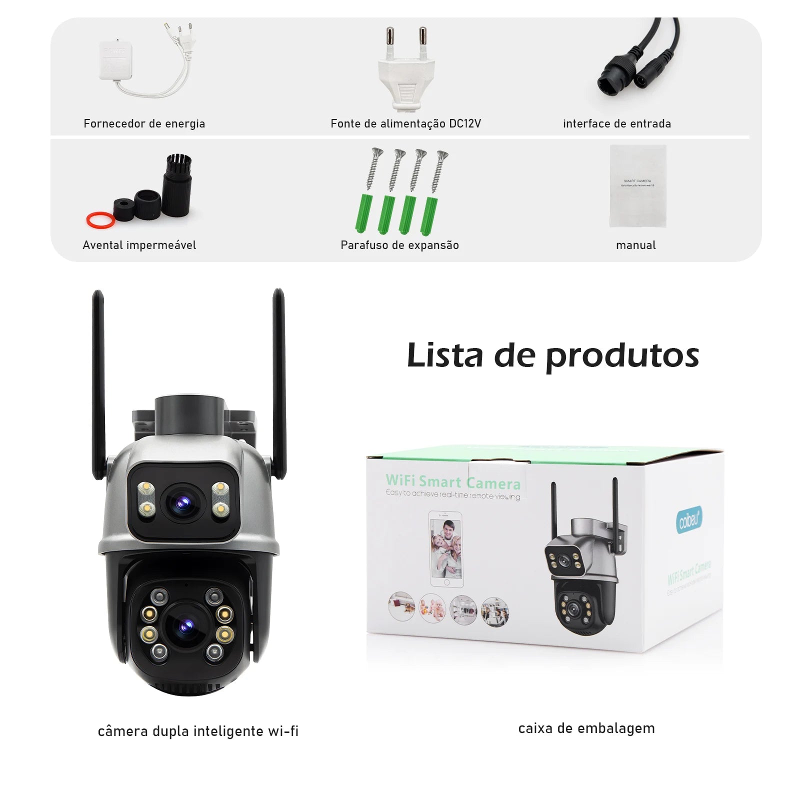 Câmera de Segurança Coibeu A28B 4K Wi-Fi com visão 360°