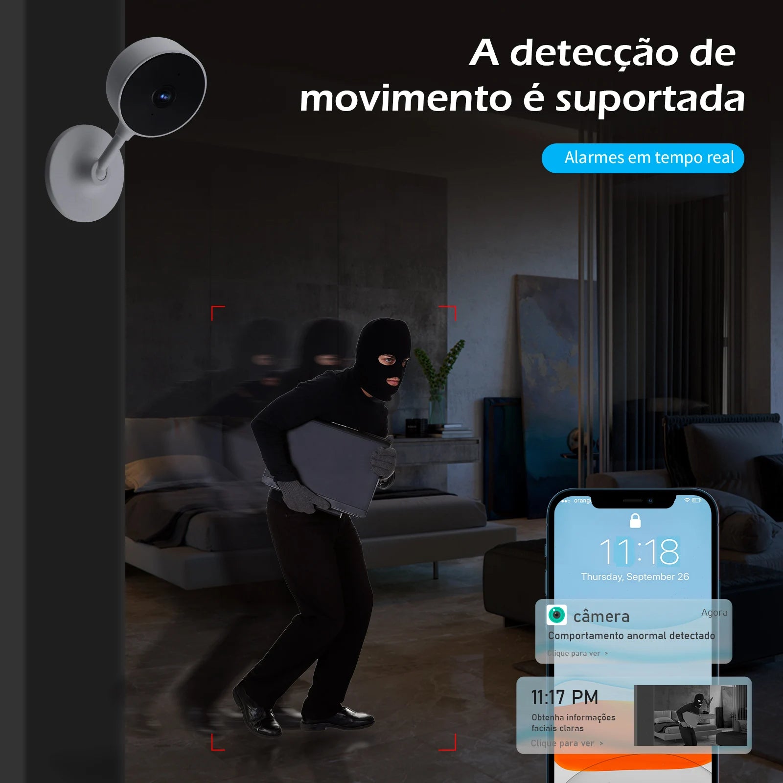 Mini Câmera de Segurança Wi-Fi com visão noturna