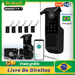 Fechadura Digital OSKOFTY WiFi Tuya com biometria, senha e campainha