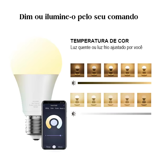 Lâmpada Inteligente Bluetooth RGB 15W com Alexa e Google Home