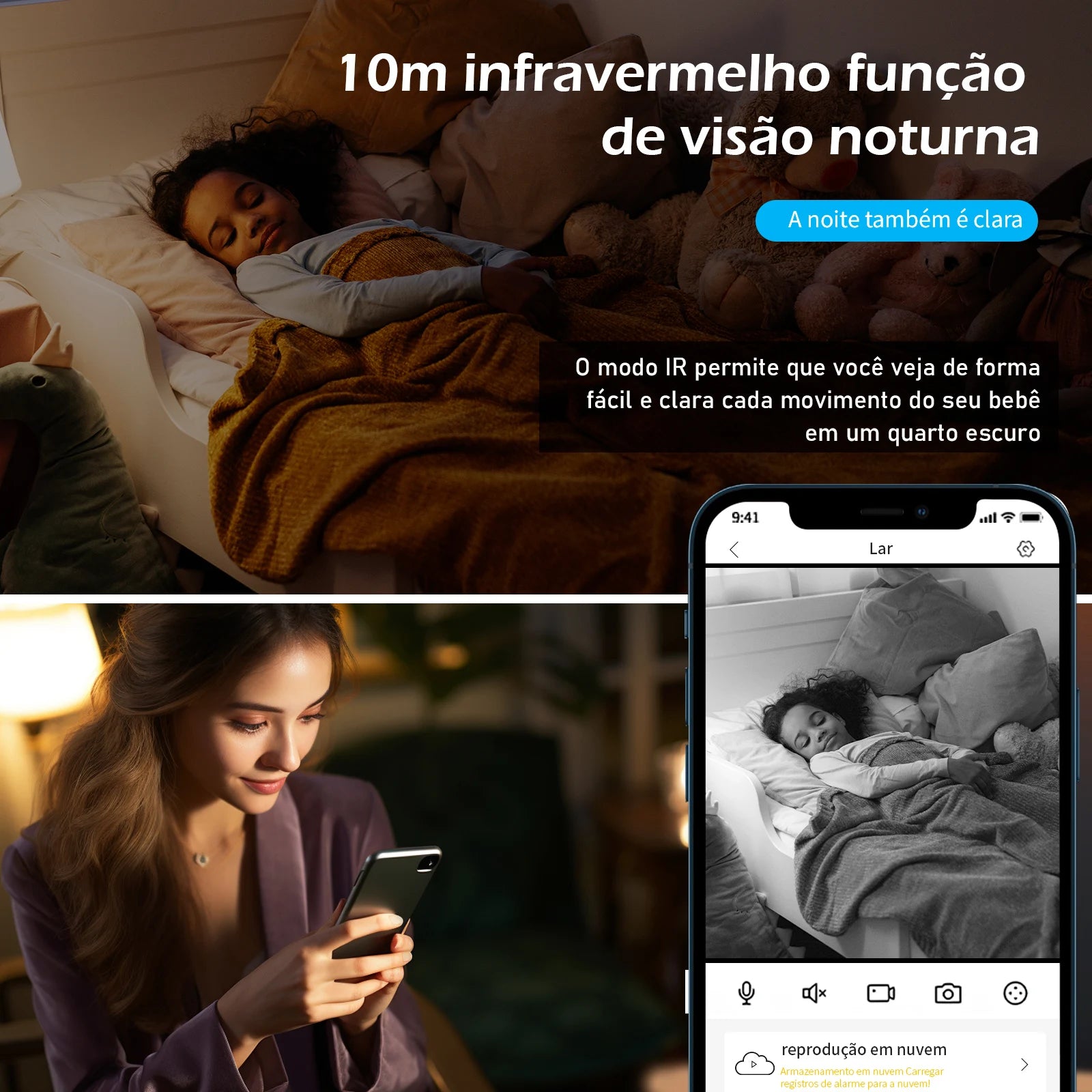 Mini Câmera de Segurança Wi-Fi com visão noturna