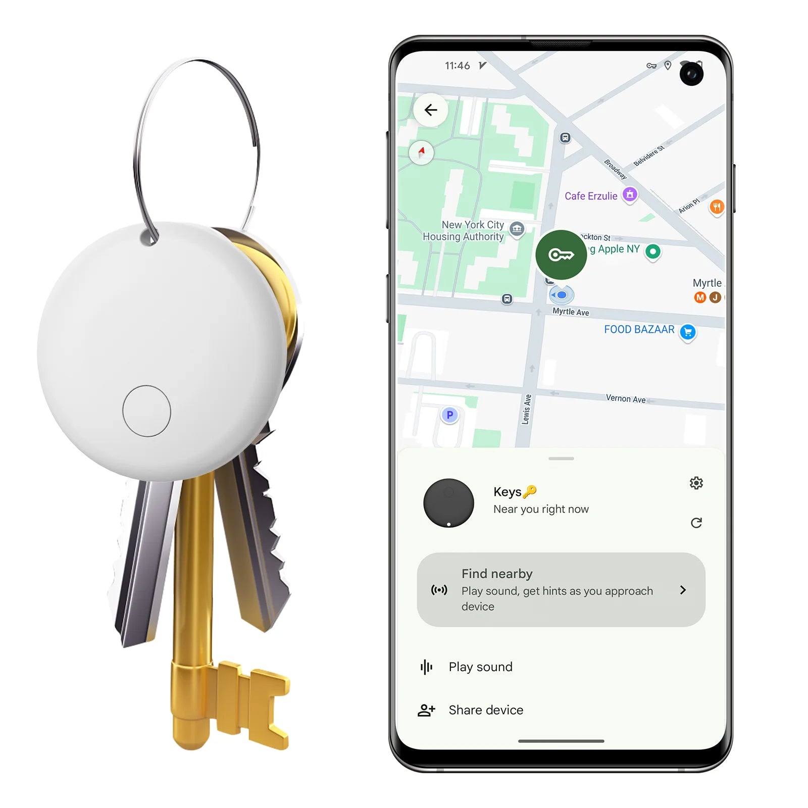 Rastreador Bluetooth Google Find My - Vista frontal