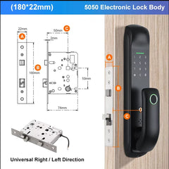 Fechadura Digital Tropernic Tuya WiFi com biometria, senha e cartão RFID