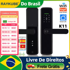 Fechadura Digital RAYKUBE K11 WiFi Tuya com biometria e voz em português
