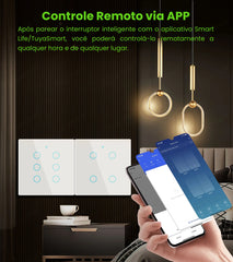 Interruptor Inteligente Wi-Fi 4x4 Tuya Smart Opção com 6 Canais, com Touch Integrado com Alexa e Google Home