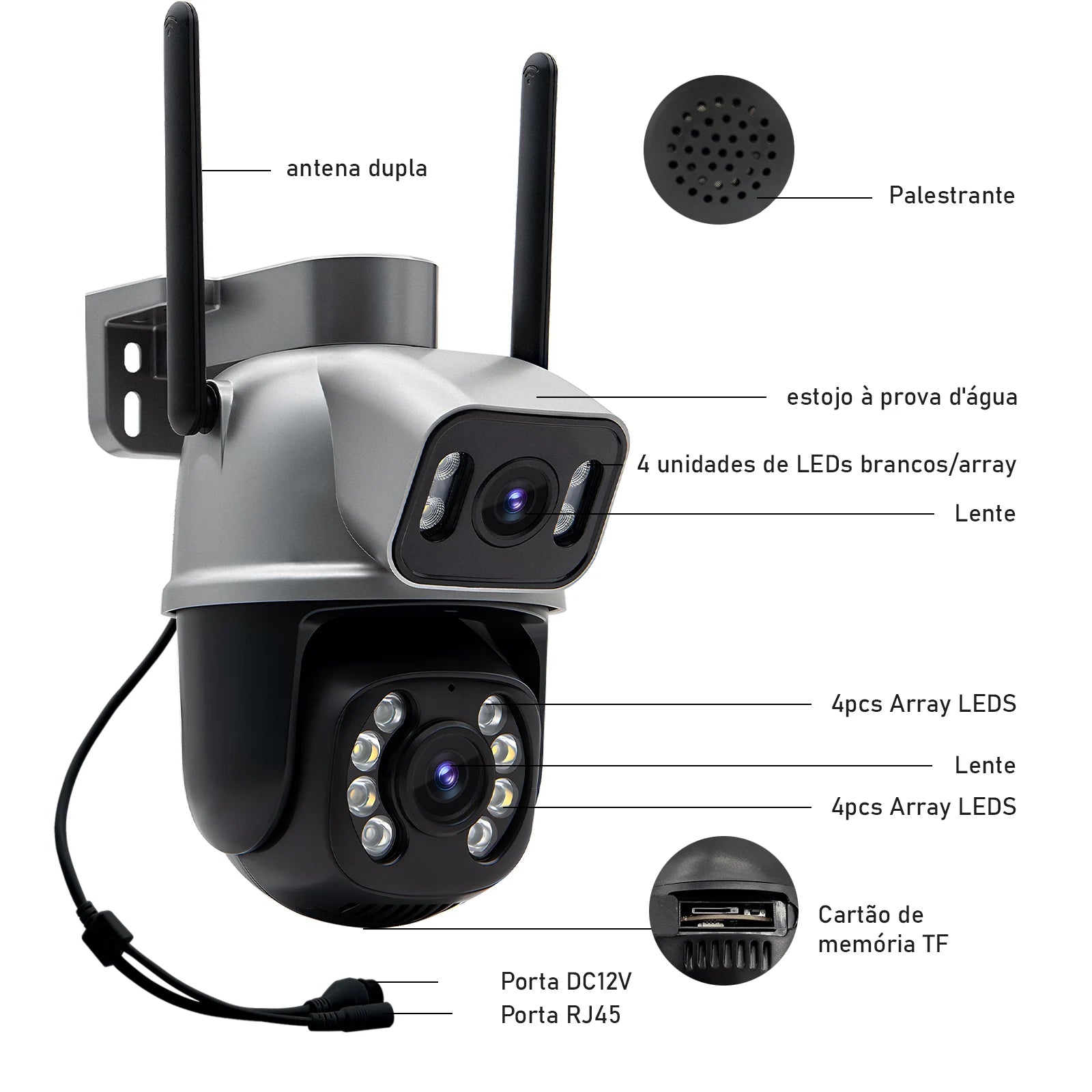 Câmera de Segurança Coibeu A28B 4K Wi-Fi com visão 360°