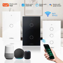 Interruptor Wi-Fi Touch com Tomada Integrada até 3 Canais, Elegante e Integrado com Alexa ou Google Home