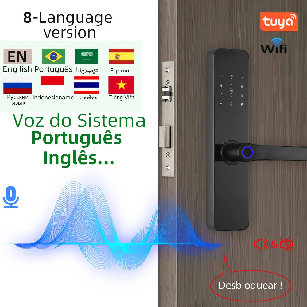 Fechadura Inteligente RAYKUBE F7 Tuya WiFi com biometria e maçaneta integrada