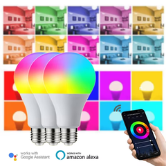 Lâmpada Inteligente Bluetooth RGB 15W com Alexa e Google Home