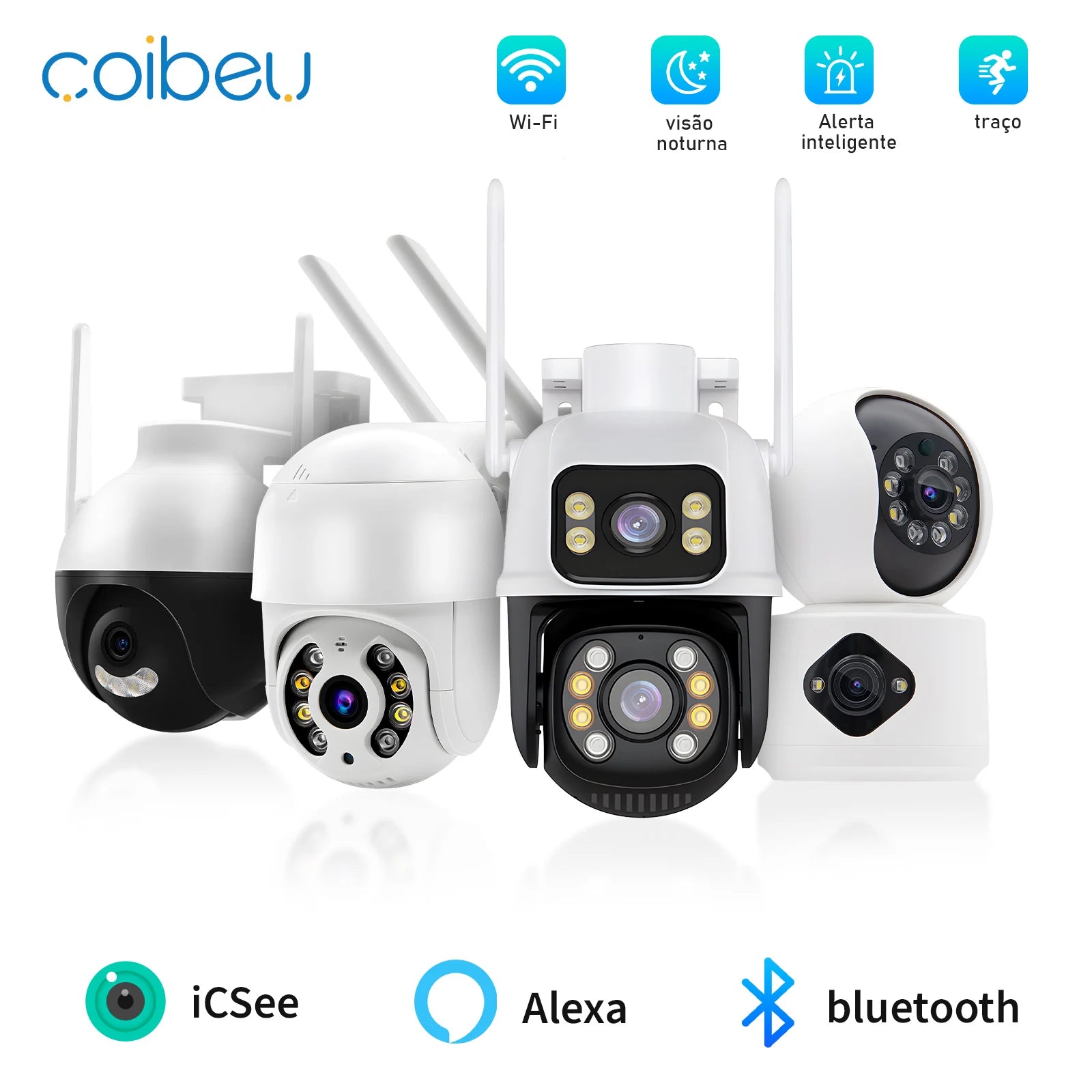Câmera WiFi COIBEU 360 com visão noturna — vista frontal