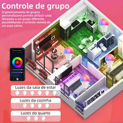 Lâmpada RGB Tuya com Bluetooth - cores RGB disponíveis