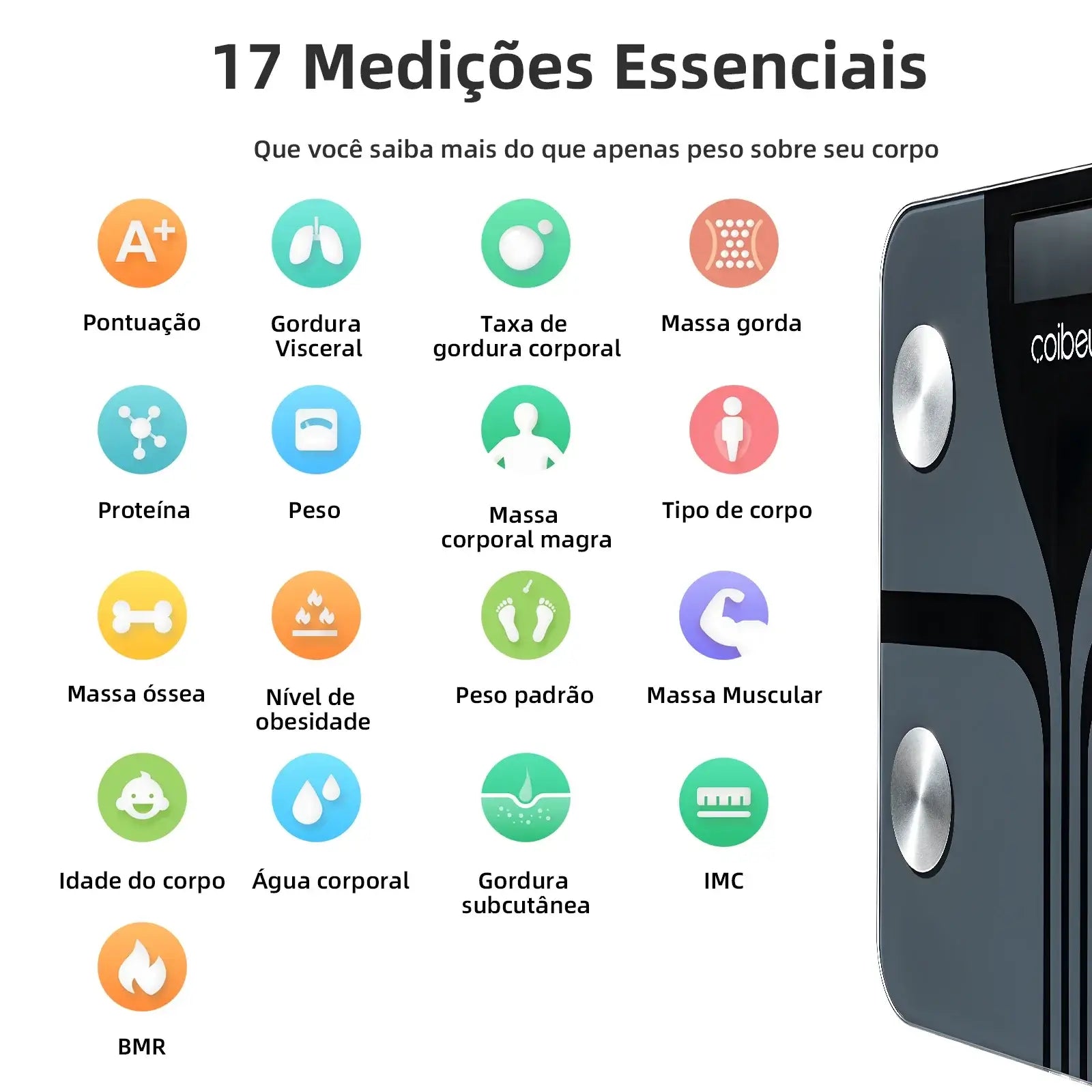 Balança Inteligente Digital Coibeu com bioimpedância e Tuya Smart
