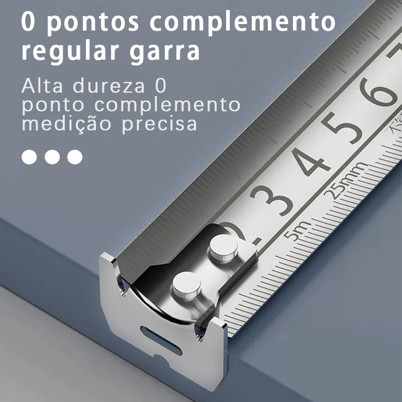 Escala métrica em milímetros e polegadas da trena