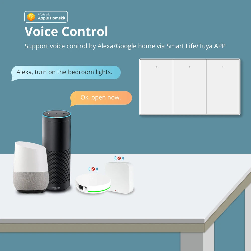 Interruptor Touch Inteligente Zemismart Zigbee com neutro, Alexa e Google Home