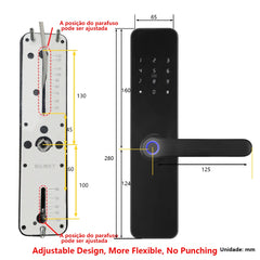 Fechadura Inteligente RAYKUBE F7 Tuya WiFi com Impressão Digital e Maçaneta Integrada