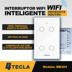 Interruptor Wi-Fi Touch com fio neutro, Alexa e Google Home