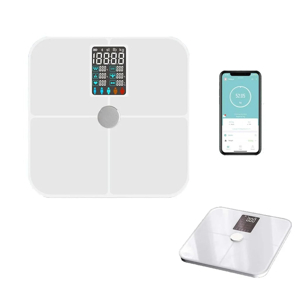 Balança Inteligente Digital com bioimpedância, Bluetooth e medição até 180kg