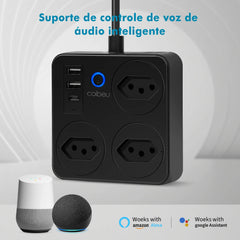 Vista lateral da extensão inteligente COIBEU com cabo de 2 metros