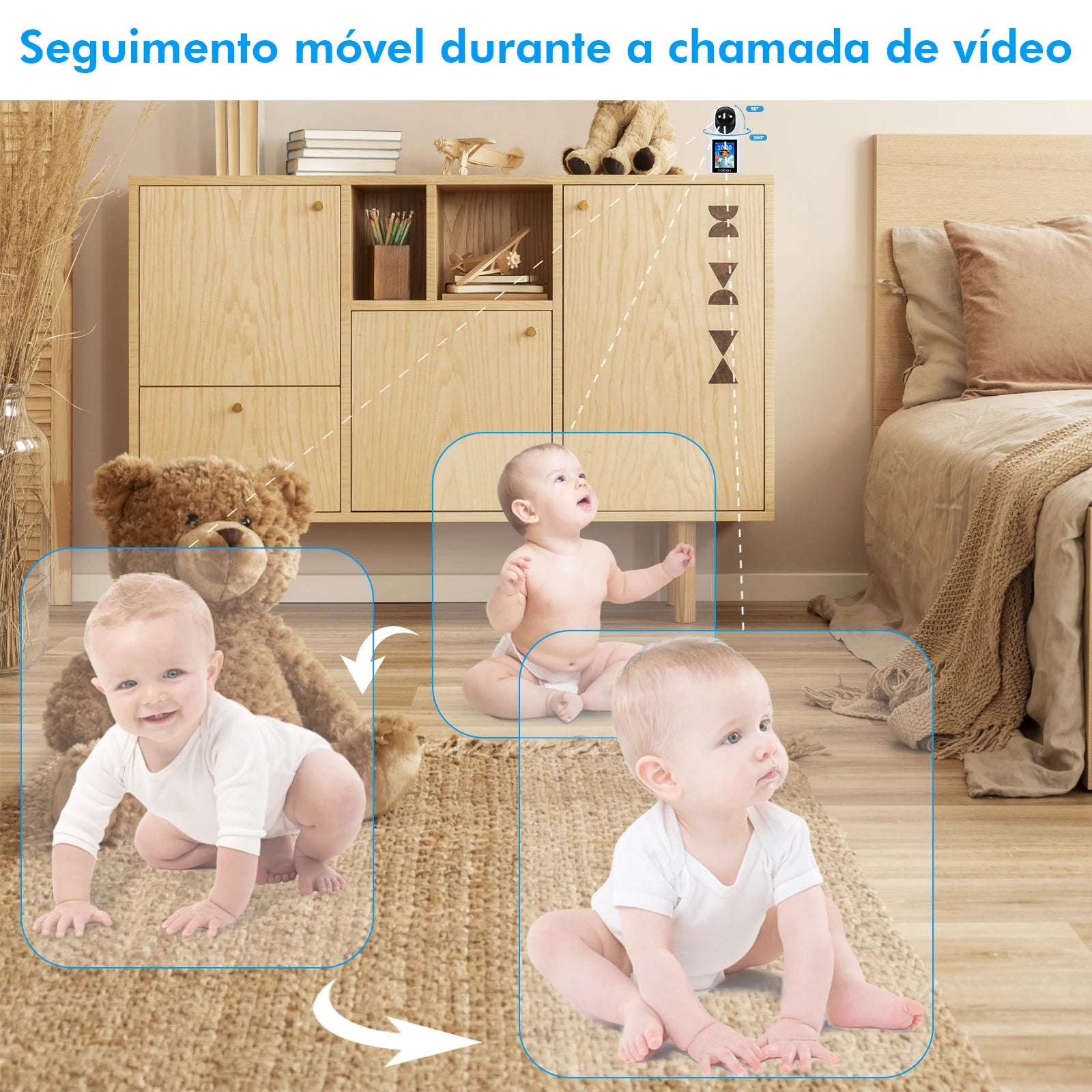 Visão frontal da câmera com lente e display