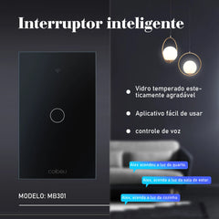 Interruptor Wi-Fi Touch Opção SEM Fio Neutro e até 4 Canais, Elegante e Integrado com Alexa ou Google Home