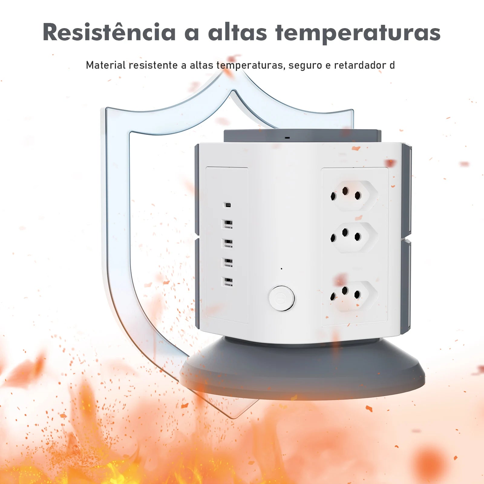 Tomadas padrão BR e portas USB-C da extensão Gigacord
