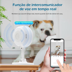Mini Câmera de Segurança Sem Fio, Wi-Fi, Branca, Interna, com Visão Noturna