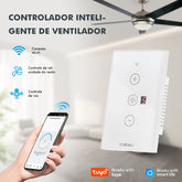 Interruptor Inteligente Tuya Wi-Fi Multifuncional e Ventilador Integrado Alexa e Google Home