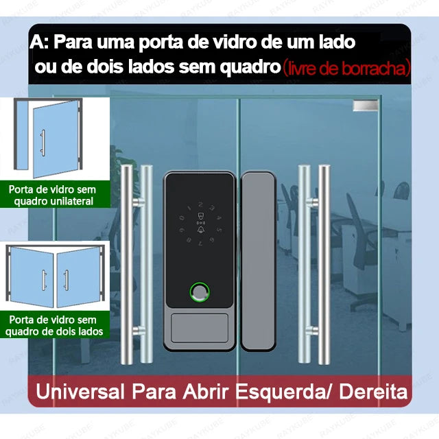 Fechadura Digital RAYKUBE G18 para porta de vidro Tuya Bluetooth, sem furos