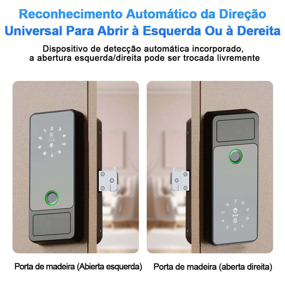 Fechadura Digital RAYKUBE G18 Tuya Bluetooth com biometria, para madeira e aço