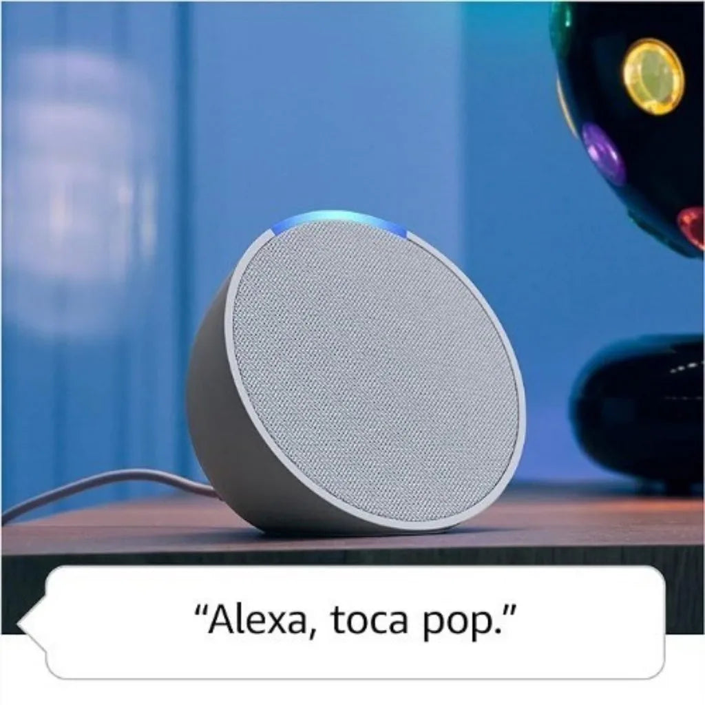 Echo Pop com botão de mudo de microfone e controles físicos