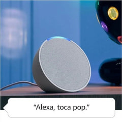 Echo Pop com botão de mudo de microfone e controles físicos