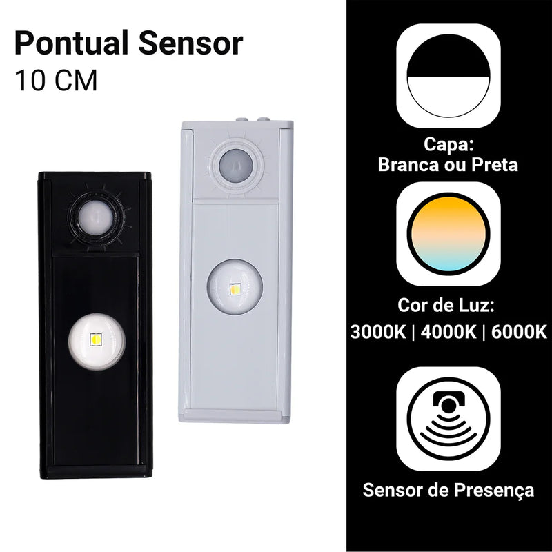 Luminária LED Recarregável e Sensor de Movimento - Instalação Fácil, Design Moderno e Elegante