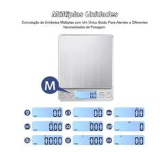 Balança digital portátil em aço inoxidável com retroiluminação